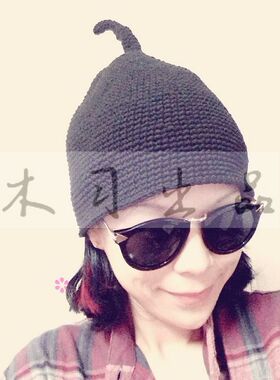 亚麻情侣原创风手工编织亲子帽