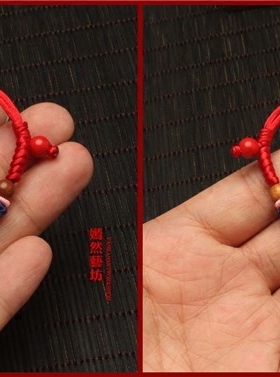 婴儿桃核长命锁锁红绳手链