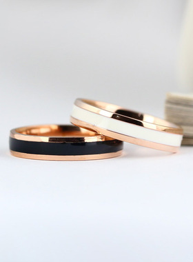 装饰品钛钢玫瑰金情侣戒指