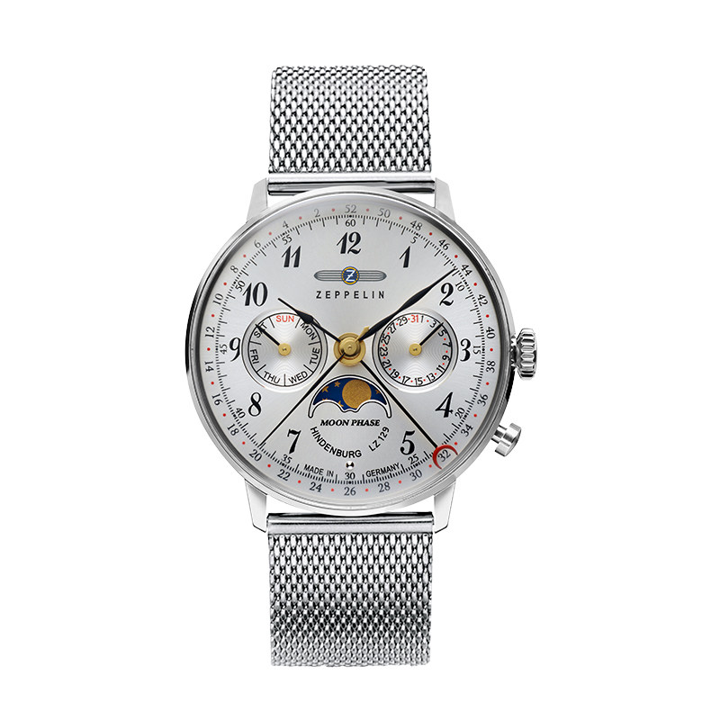 【送皮带】ZEPPELIN齐博林石英男女表银色钢带情侣表7037M-1