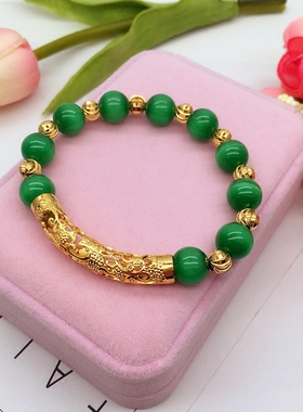 新款手工猫眼手链镂空女欧币沙金