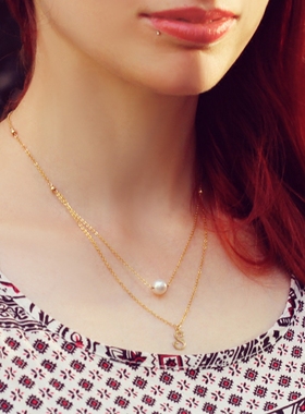 天然淡水珍珠项链14k闺蜜字母