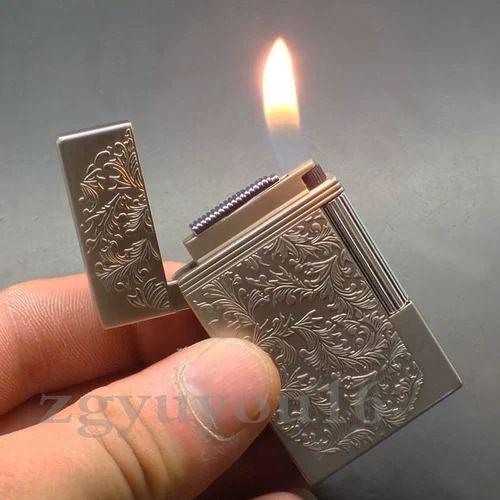 Мужская ультратонкая креативная модная зажигалка с боковым колесиком, цвет металлик