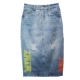 Váy denim lỗ nữ 2019 váy mùa hè nữ mới cao nửa váy dài bên hông túi xẻ hông váy bước váy - Váy