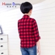 Hasen Danny 2019 Mùa thu bé trai mặc áo sơ mi kẻ sọc cotton dày Áo sơ mi dài tay trẻ em - Áo sơ mi sơ mi đẹp cho bé trai Áo sơ mi