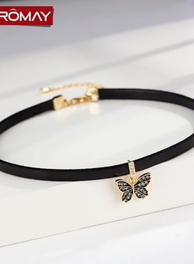 森系蝴蝶颈链项圈女choker短款