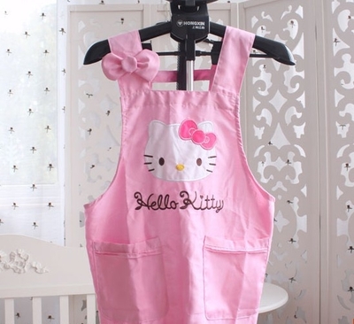 hello kitty 凱蒂貓美樂蒂 新款圍裙 布藝 可愛 卡通 大臉kt 圍裙