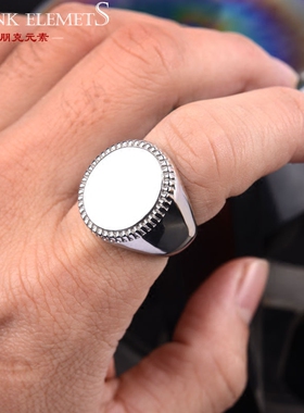 精品圆面钛钢戒指霸气男单身个性
