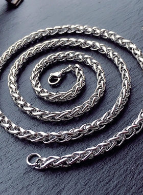 钛钢不掉色长款吊坠龙骨链