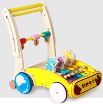 Child safety liftable Multi-functional walking trolley Walking Trolley Anti-Slip Anti-Teething Wooden Music Toy Car