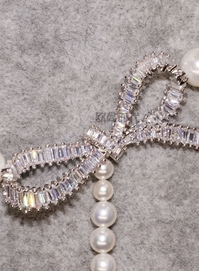 日韩名媛气质蝴蝶结方贝珠高档