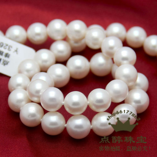 点醉无核 天然珍珠项链 正圆9-10mm 强光 微瑕 白色 正品送礼盒 - 图2
