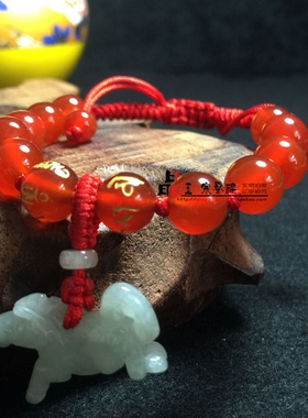 天然翡翠玉马手链天然红玛瑙属马属羊人手链
