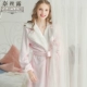 Flannel dày đồ ngủ màu hồng tòa án áo choàng của phụ nữ lỏng lẻo kích thước lớn mùa đông áo choàng dài áo choàng cô dâu - Night Robe áo choàng dài nam Night Robe