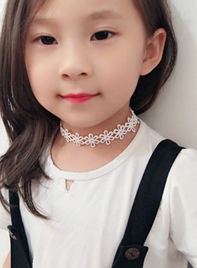 日韩风蕾丝儿童字母项圈锁骨链