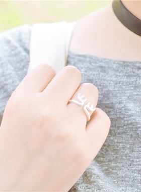 麋鹿角磨砂合金关节戒指日韩情侣