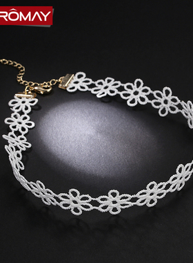 韩版蕾丝花朵颈链女脖子饰品短款