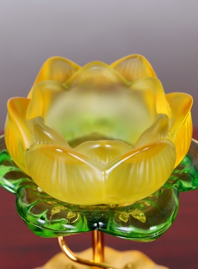 圆通佛具琉璃烛台莲花酥油灯座