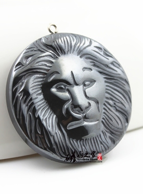 diy黑胆石狮子头饰品项链吊坠