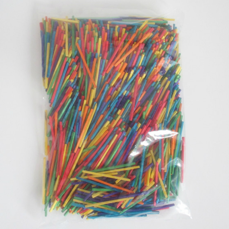 火柴棒拼装材料 幼儿园算数棒雪糕棒小木棒棍 彩色火柴棒1000支 - 图0