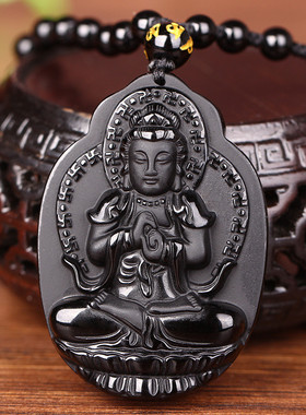 2026年十二生肖黑曜石吊坠守护神吉祥物时运道无量大愿本命佛项链