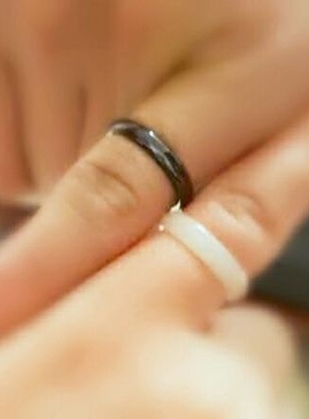 缘起藏墨天然椰子壳手工男女戒指