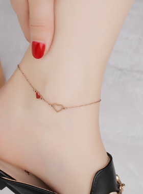 红心脚链女成人高级感足链脚踝链
