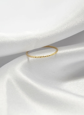 闪闪亮美国14k包金波纹食指潮人