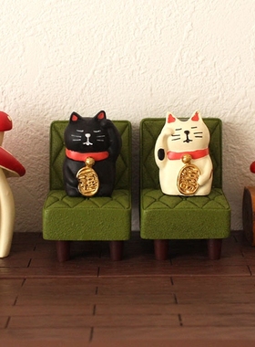 和风缘起物招财猫招财纳福富士山