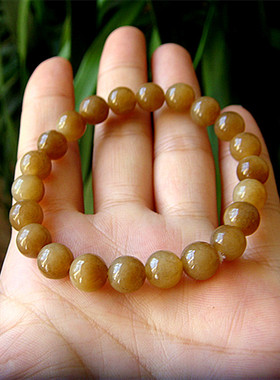 天然黄白老玉8毫米圆珠手链单圈