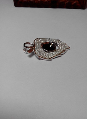 925银镀白金 镶水钻  枫叶造型  圆珠吊坠托 8-10