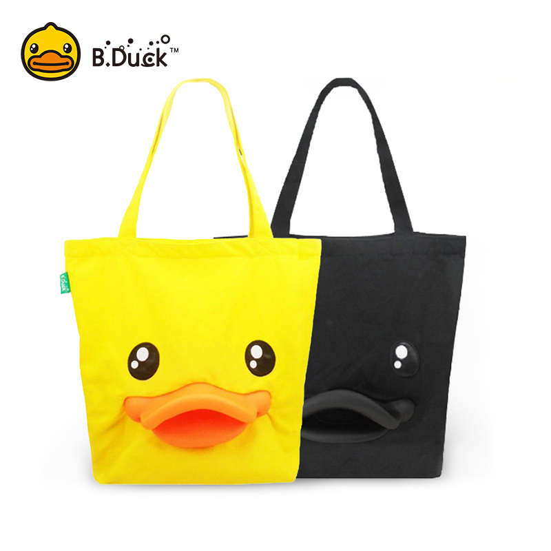 B.Duck小黃鴨單肩帆布包手提購物袋簡約單肩揹包大包經典鴨嘴