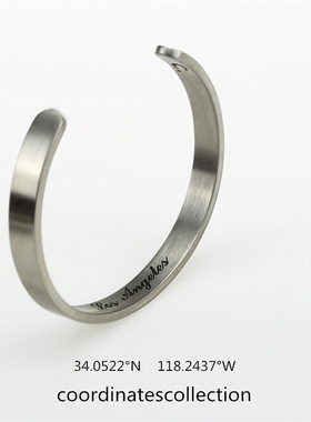 经纬度地平线坐标钛钢欧美风手环