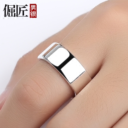 8mm /刻字定制!99纯银男士潮对戒 倔匠戒指/指环