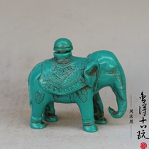 Ancient Play Miscellaneous Resin Imitation Green Pine Stone Elephant Green Snuff Pot small round bottle imitation ancient handicraft swing piece collection