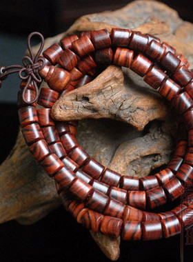 精品紫檀柳佛珠108颗黄花梨项链