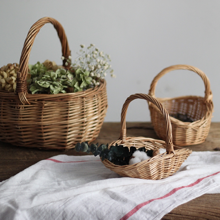 天然藤纯手工柳编篮子 田园森系文艺无漆手提收纳筐面包婚礼花篮,淘宝优惠券,粉丝福利购,淘宝优惠卷