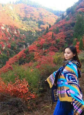民族风披肩女春秋印巴斗篷围巾