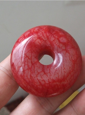 平安扣吊坠鸡血石古玩桃花玉