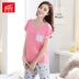 Fu Nilai mùa xuân và mùa hè phiên bản Hàn Quốc của nữ dịch vụ mặc nhà giản dị cotton trẻ trung dễ thương mèo thoải mái phù hợp với đồ ngủ nữ - Bộ Pajama