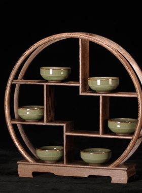 鸡翅木仿古博古架红木中式摆件