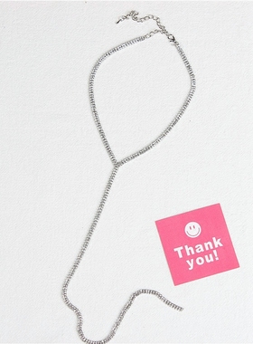 欧美时尚精致闪亮水钻镶嵌满钻Y型颈链性感锁骨链脖链长流苏项链