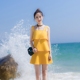 Mùa hè mới của phụ nữ mỏng nhỏ váy tươi vest vest bánh váy xù váy bãi biển - Váy eo cao 	váy dây rút eo	 Váy eo cao