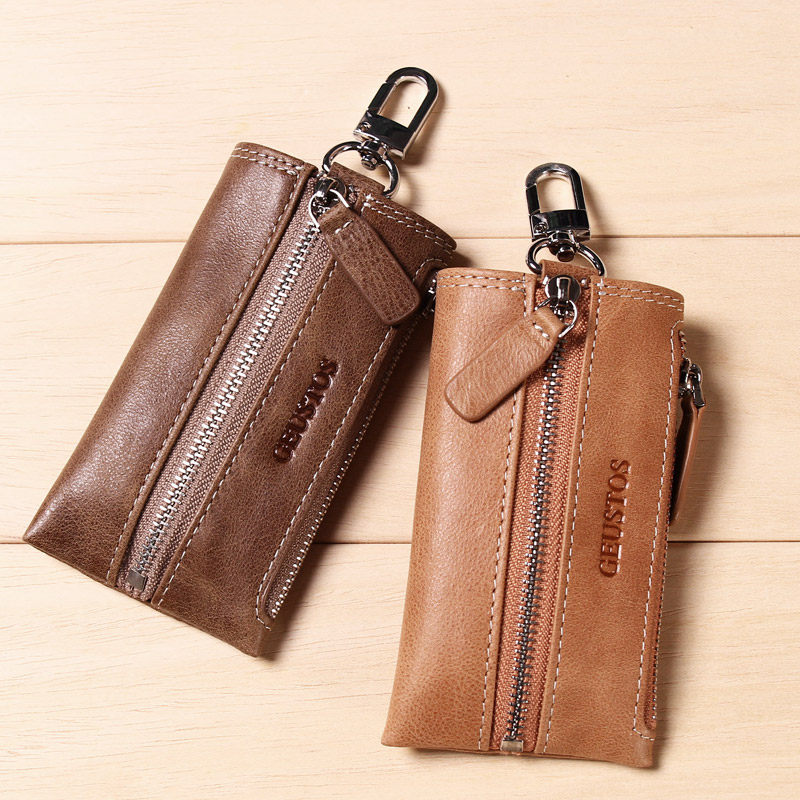 geustos男士头层牛皮拉链车零钱包 geustos钥匙包
