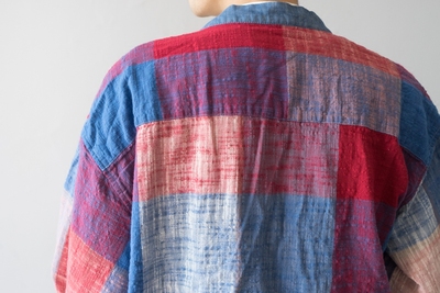 Lab store 日系和风 大格子 道袍 Kimono 8分袖宽松款