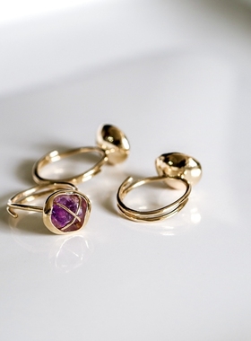 原石可调节设计师镀18k金紫水晶