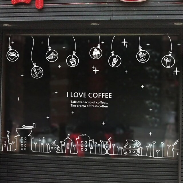 Large milk tea shop window glass wall sticker