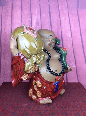 创意客厅招财陶瓷石湾公仔工艺品