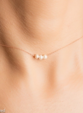 包金颈链天然淡水珍珠新品