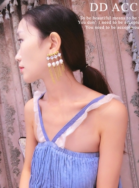 设计师款晚宴会风礼服流苏耳环